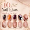 Best Nail Ideas for every month featuring elegant gold tips, plum nails, polka dots, glitter accents, and trendy nail art designs.